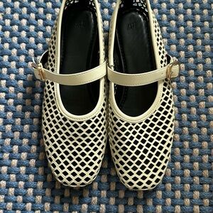 White Perforated Ballet Flats Women's Shoes